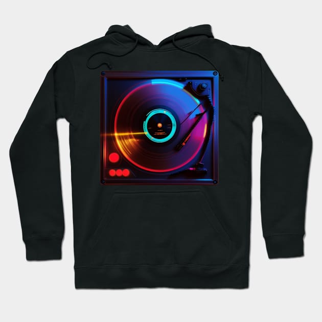 Glow Party DJ Turntable Hoodie by musicgeniusart